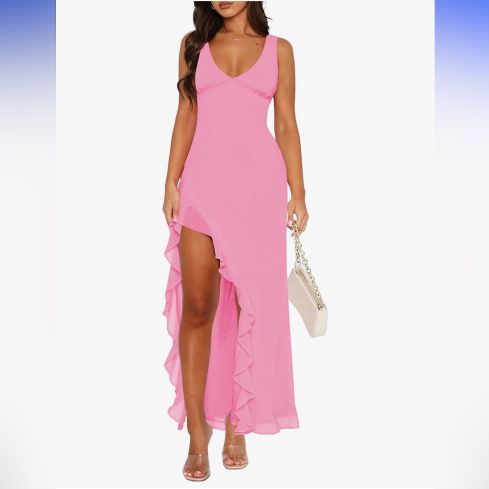 Pink Sleeveless Maxi Dress